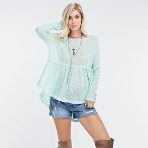 High-Low Ruffle Oversize Top